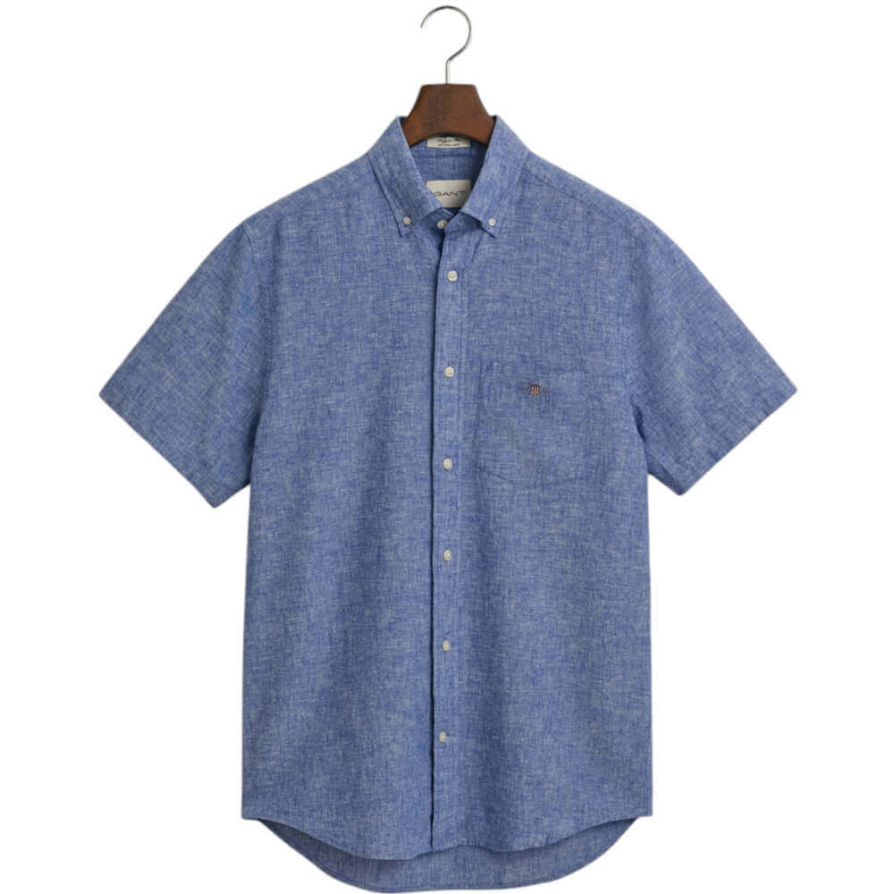 Gant Regular Fit Cotton Linen Short Sleeve Shirt